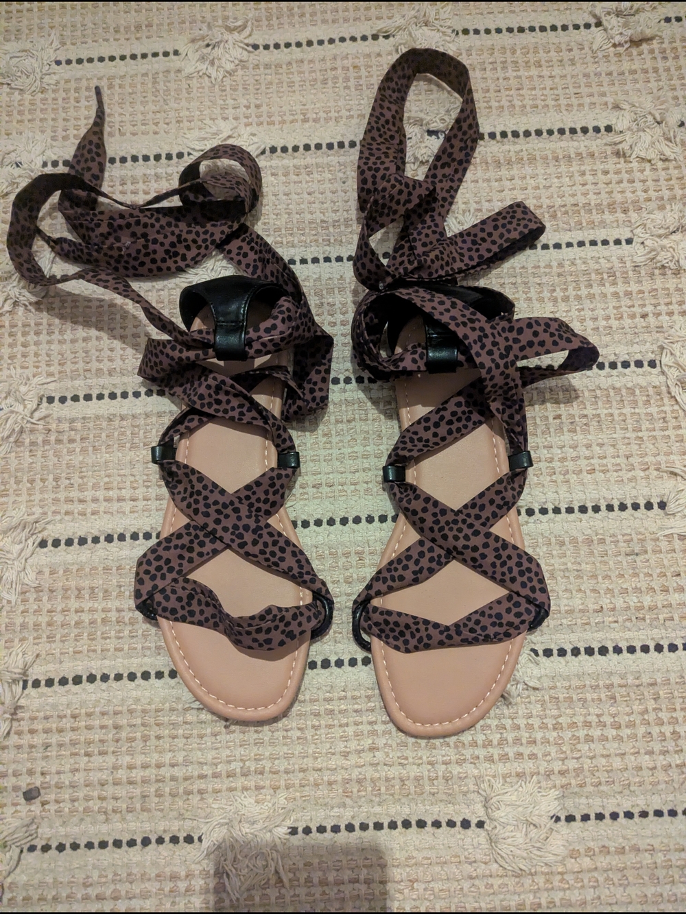 Old navy Lace-Up Leopard Print Gladiator Sandals - Brown